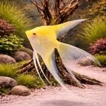 Cá thần tiên vàng mắt đỏ - Albino Golden Anglefish